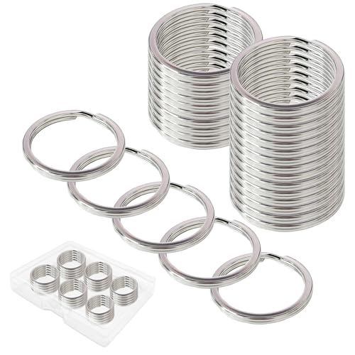 30Pcs Keyrings Flat Key Rings 30mm Diameter Metal Split Rings Stainless Steel Heavy Duty Key Ring Hoop for Keys Organization and DIY Crafting