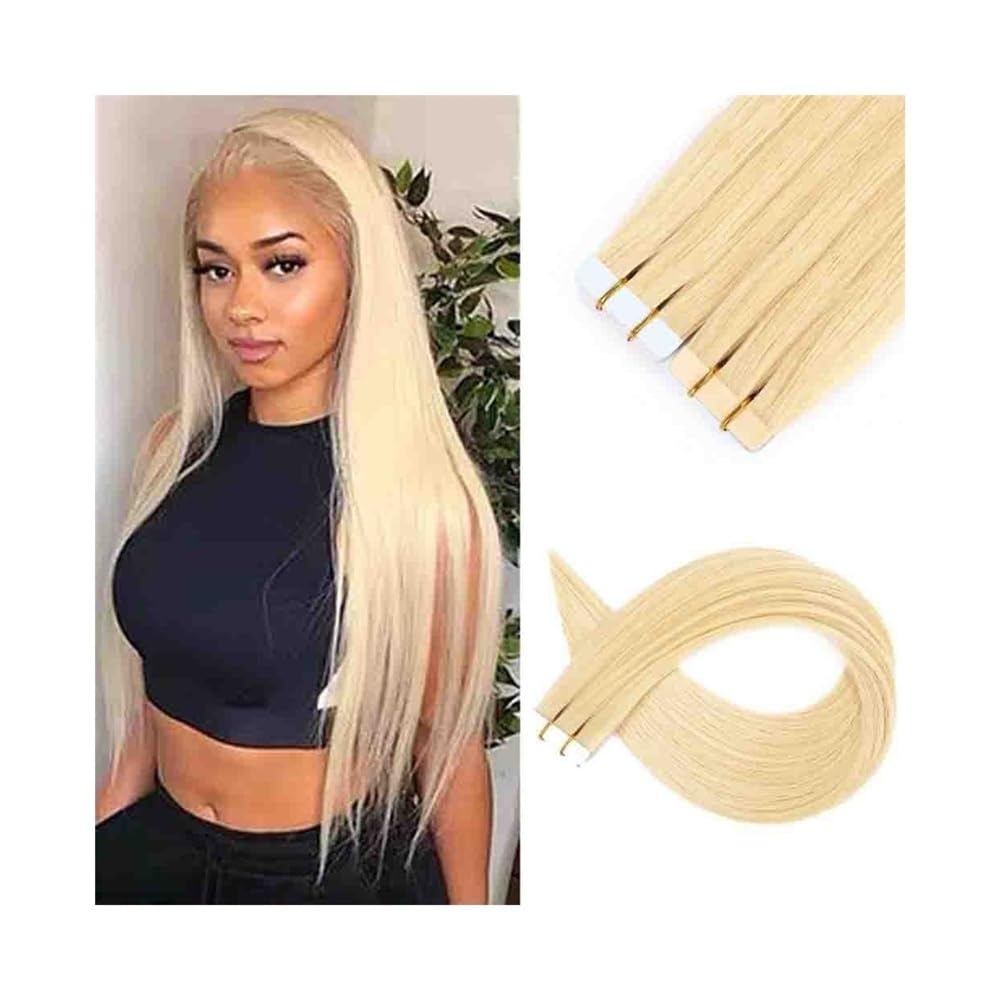 Taśma w rozszerzeniach Taśma do przedłużania włosów Ludzkie włosy #613 Blond Brazylijskie przedłużanie remy Jedwabiście prosta, bezszwowa taśma ludzkich Niewidzialne włosy(18 inches)