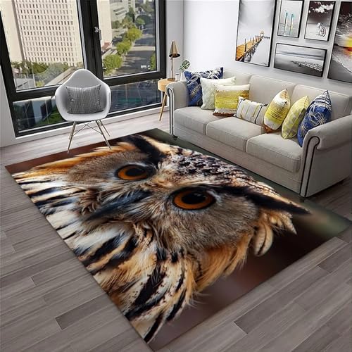 Tapis De Salon, Tapis De Chambre, Tapis pour Enfants, Tapis De Salle De Bain, Tapis 3D Chouette des Animaux, Doux Au Toucher, Dessous Antidérapant, Lavable....