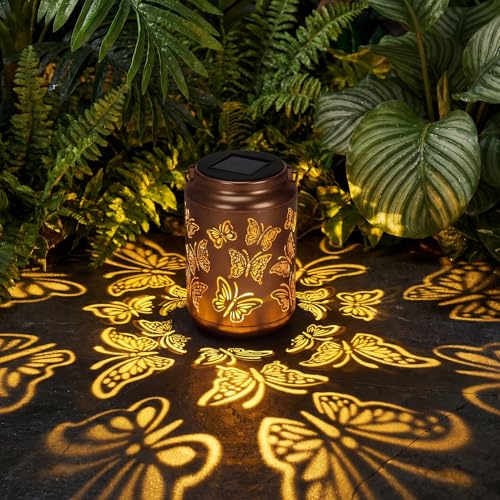 Edenseelake Butterfly Solar Lanterns Outdoor Waterproof, Butterfly Garden Decor Gifts for Women, Mom, Grandma, Outdoor Hanging Lantern for Patio, Porch, Yard, Pathway