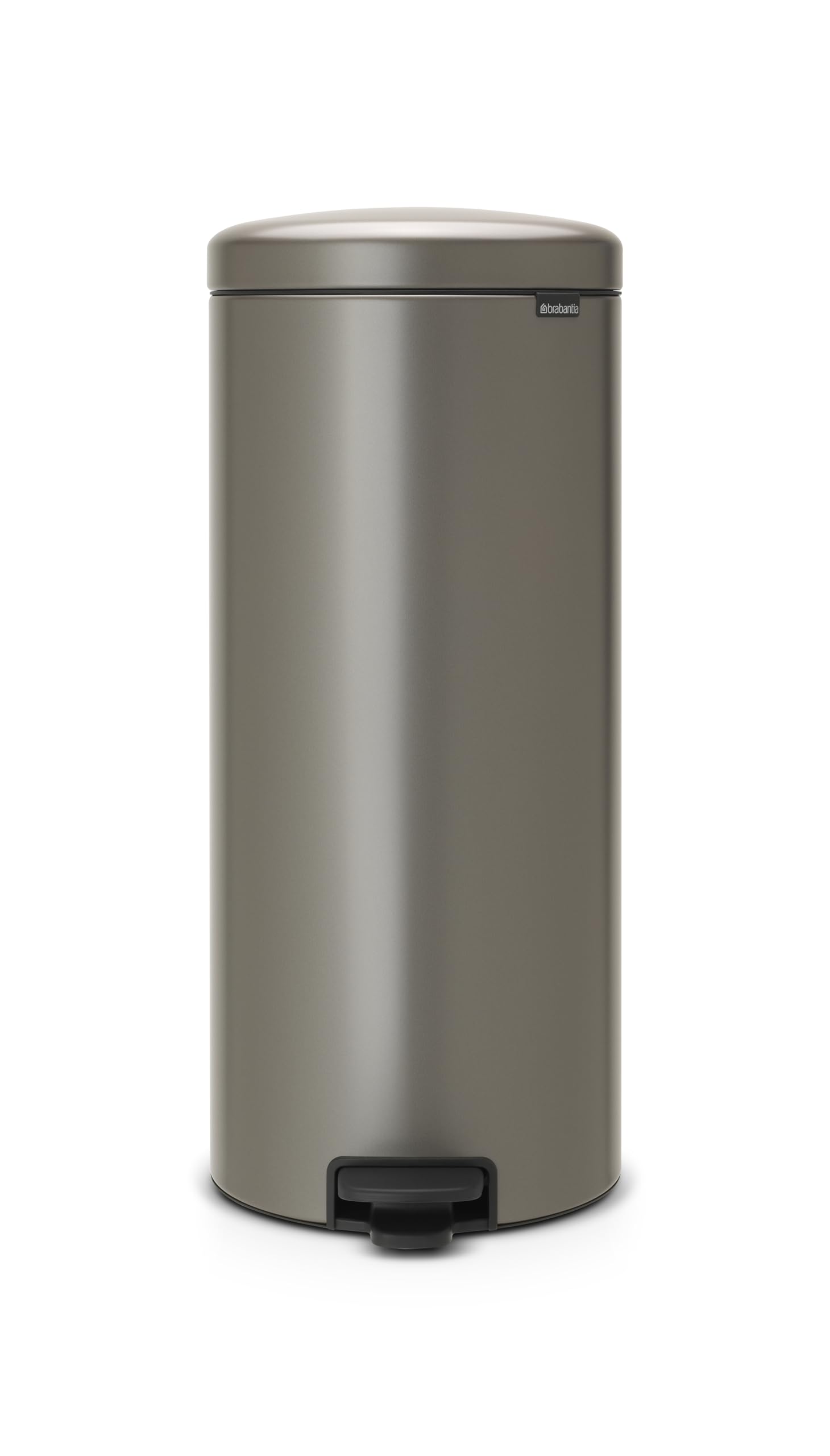 Brabantia 114441 Pedal Bin newIcon Treteimer mit Kunststoffeinsatz in Platin, Plastik, Platinum, 30 Liter