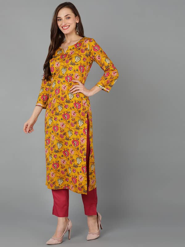 Image of Vaamsi Women's Rayon Blend Printed Floral Kurta Trouser with Dupatta Set