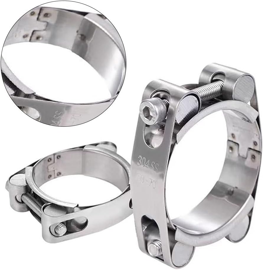 2-Pack Steel T-Bolt Hose Clamp 30-60mm, Heavy Duty -Head Exhaust Pipe Clamp Turbo Intake Intercooler Cooling Systems, High Pressure Repair Tool(35-45mm)