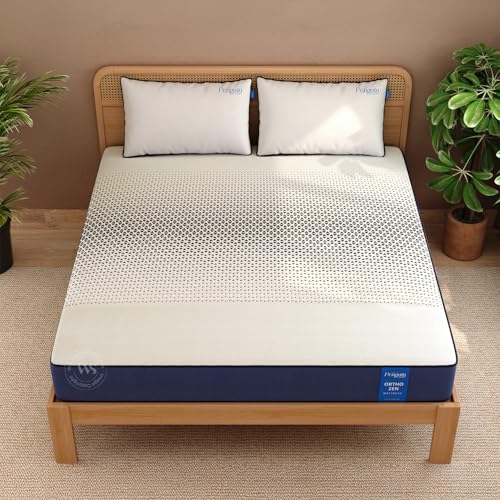 Image of Wooden Street Penguin Ortho Zen Mattress 8 Inch Queen Size (72x60x8 inch) 10-Year Warranty | Firm Feel | Advanced Contour Support Technology for Back Pain Relief | Removable Cover & Anti-Skid Base