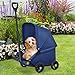 MYCENSE Foldable Dog Stroller Pet Stroller with 4 Wheels Portable Travel Carrier Cat Seat for Shipping Outdoor Playing Cat, Dark Blue