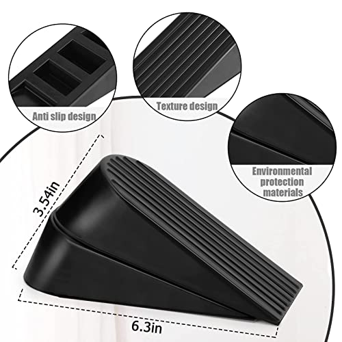 Big Door Stopper 2 Packs Heavy Duty Wedge Rubber Door Stop Works On All Floor Surfaces Height Up To 1.9 Inches Non-Scratching Doorstops Special For Home Office School Heavy Door (Black) #TOP3