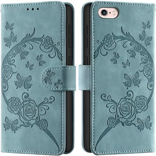 Image of Phone Case for iPhone 6 / 6s, RFID Blocking Card Slots Kickstand Magnetic Closure Shockproof Flip Cover Leather Wallet Case, Green