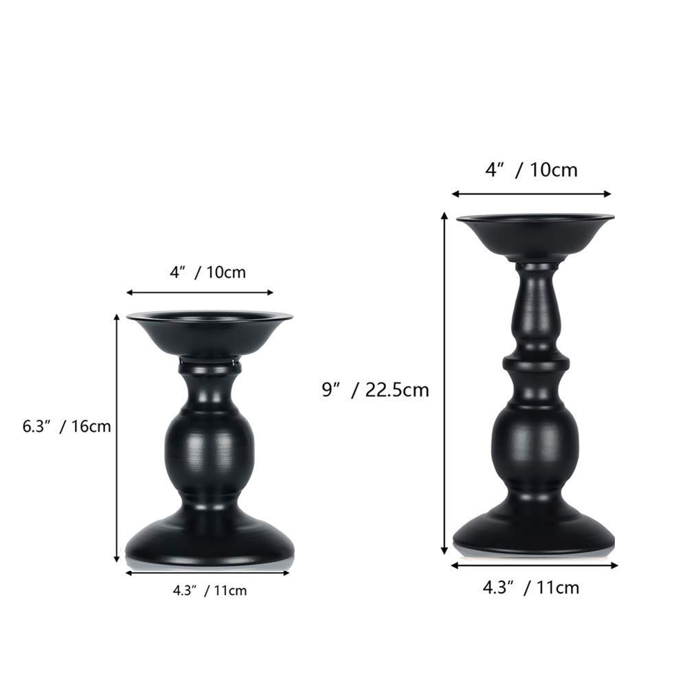 JIHUOO 2 pezzi di ferro pilastro portacandele decorativi portacandele base candela supporto piedistallo portacandele per matrimonio spa nero