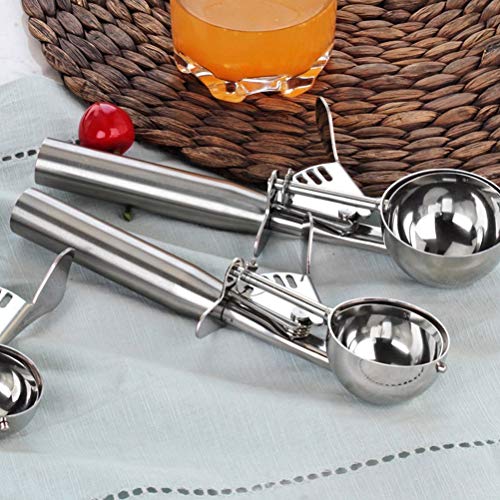Yardwe 3 peças de colheres de sorvete de aço inoxidável com gatilho Melon Baller Cookie Spoon para C