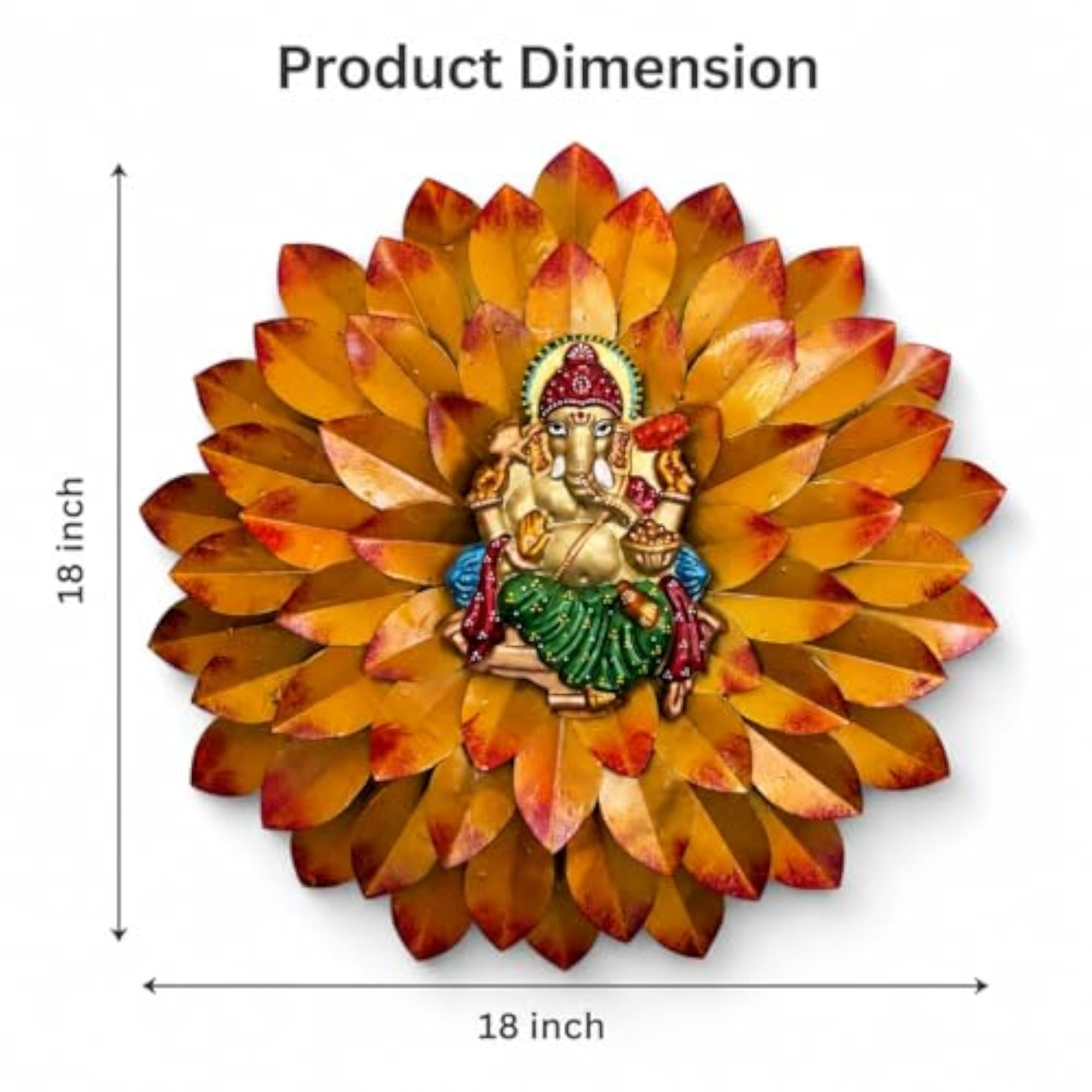 Lord Ganesha Metal Wall Art with Lotus Flower Design