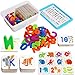 73pcs Numbers and Alphabets Flash Cards Set, ABC Wooden Letters and Jigsaw Numbers Animal Flashcards, Preschool Learning Educational Montessori Toys Gift for Toddlers Age 3+ Preschool.