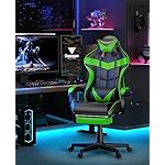 Soontrans Green Gaming Chair with Footrest,Racing Gaming Chair,Computer Gamer Chair,Ergonomic Game Chair with Adjustable Headrest and Lumbar Support(Jungle Green) - Image 2