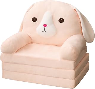 TUNKENCE (just Chair Cover Plush Foldable Kids Sofa Backrest Armchair 2 in 1 Foldable Children Sofa Cute Cartoon Lazy Sofa Children Flip Open Sofa Bed for Living Room Bedroom Without Liner Filler