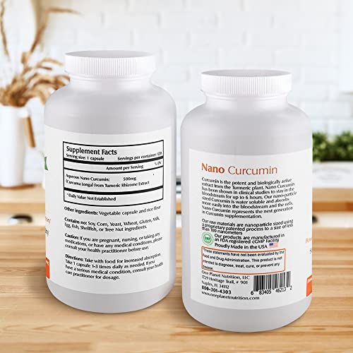 One Planet Nutrition Nano Curcumin 500 mg Veggie Capsules (120 Servings), Nano for High Absorption, Supports Anti-Inflammatory & Immune Health, Non-GMO, Vegan, Gluten-Free