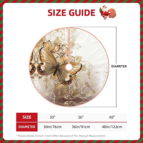 Floral With Butterfly New Years Christmas Tree Skirt Party Tree Skirt Size 30/36/48 Inch #TOP3