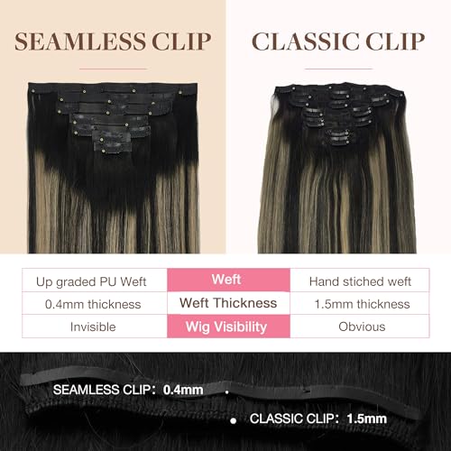 Image of GOO GOO Seamless Clip in Hair Extensions Real Human Hair Remy Extensions