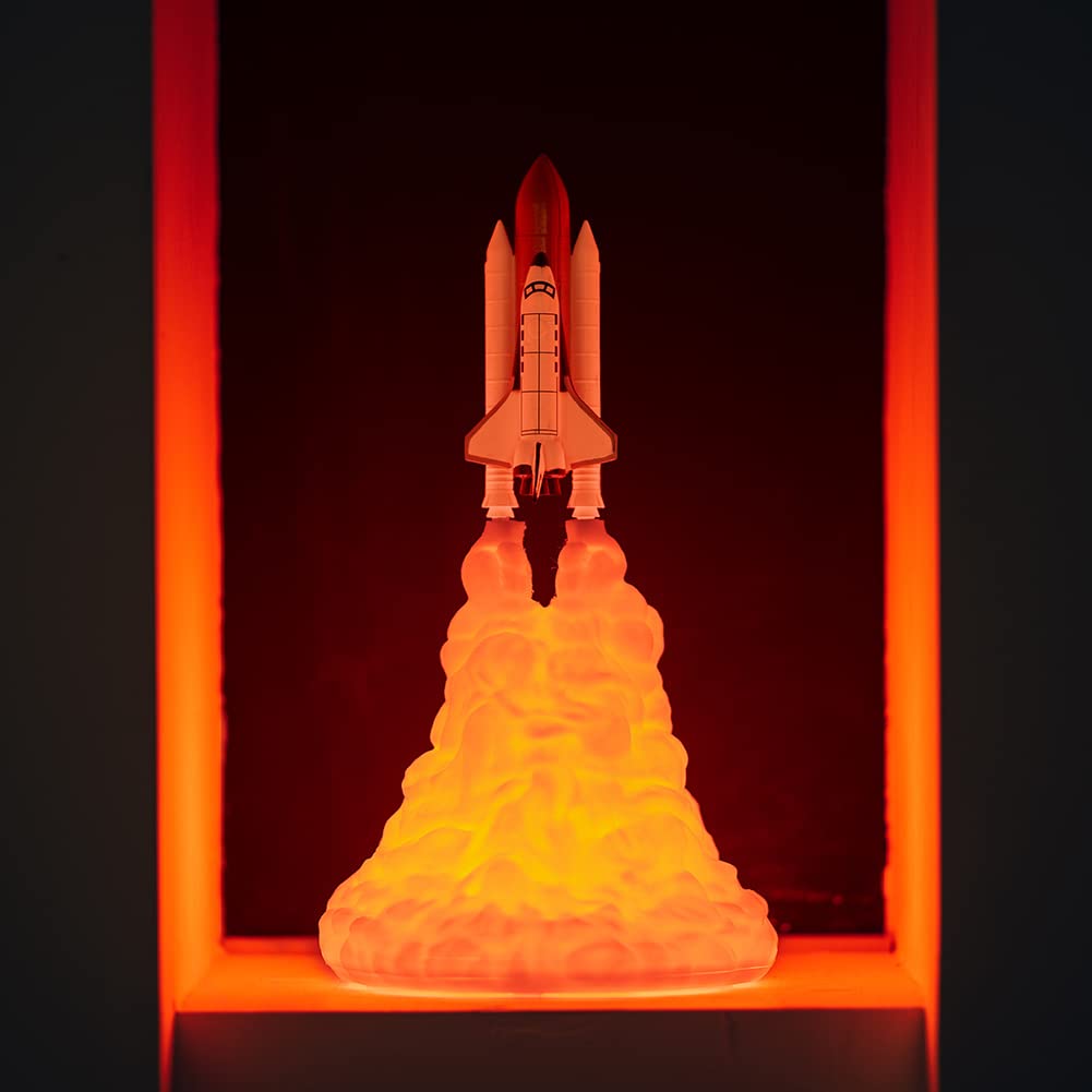 Lámpara de Luna con Lanzamiento de Cohete, Luz Nocturna LED USB para Decoración de Habitaciones, Tecnología de Impresión 3D, Material Libre de Contaminación, Tamaño Opcional Grande de 11