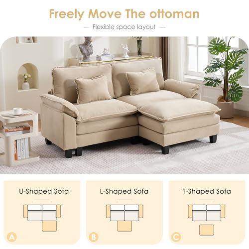 Image of URRED Oversized Modular Sectional Sofa,Solid Khaki:87 inch L Shaped