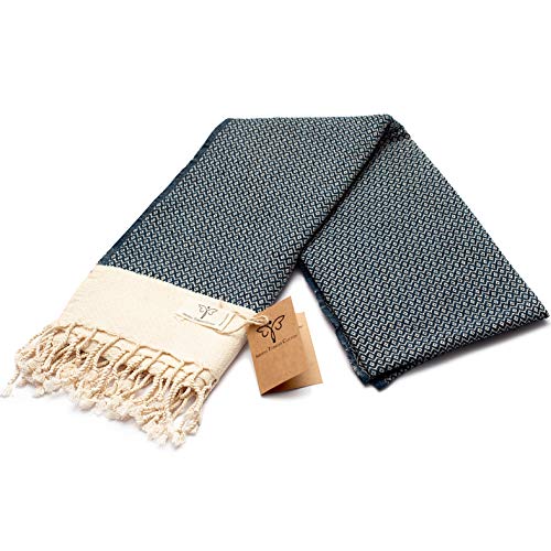 Smyrna Vintage Series Original Turkish Beach Towel | 100% Cotton, Prewashed, 37 X 71 Inches | Turkish Bath Towel For Spa, Beach, Pool, Gym And Bathroom (Navy) #TOP7