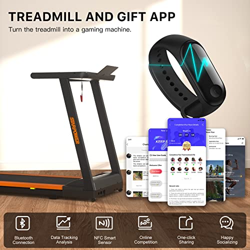 Ssphpplie Folding Treadmill With App Smart Band, Portable Treadmill Foldable With 300 Lb Capacity, 3.0 Hp Compact Treadmill For Small Space #TOP1