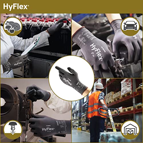 Ansell Hyflex 11-840 Ergonomic Abrasion-Resistant Nylon Spandex Nitrile Gloves #TOP3