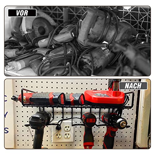 STEEIRO Werkzeughalter Wandregal,Werkzeug Aufbewahrungs Halter aus Metall an der Wand, Werkzeugregal Wandhalterung für Elektrowerkzeug Bohrmaschine (42 * 20 * 15)