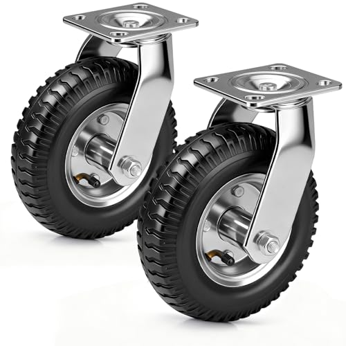 Juego de 2 ruedas giratorias, diámetro de 200 x 65 mm, neumáticos silenciosos con absorción de impactos, ruedas estables, ruedas de transporte para carros y carros de transporte, capacidad de carga de