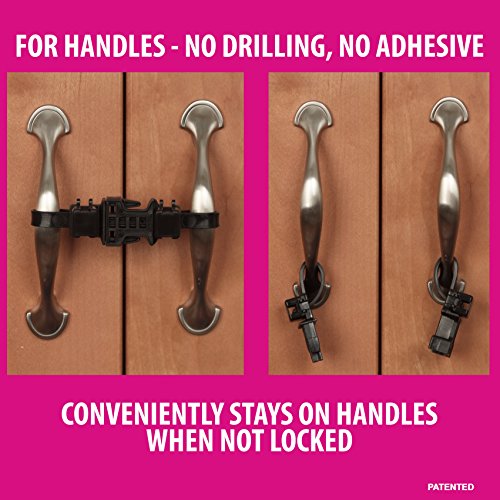 Kiscords Baby Safety Cabinet Locks For Handles Child Safety Cabinet Latches For Home Safety Strap For Baby Proofing Cabinets Kitchen Door Rv No Drill No Screw No Adhesive /4 Pack (Black) #TOP2