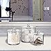 Premium Quality Clear Plastic Apothecary Jars | Set of 3-Bathroom Vanity Storage Organizer Canister Holder for Qtips,Cotton Balls,Swabs,Rounds,Makeup Sponges,Bath Salts