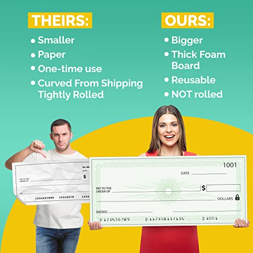 Giant Check 36x16" Dry Erase Big Check for Presentations Oversized