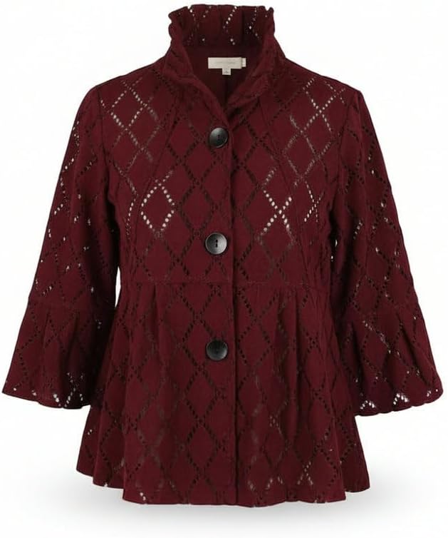 Damee Harlequin-Inspired Diamond Eyelet Jacket - 2469