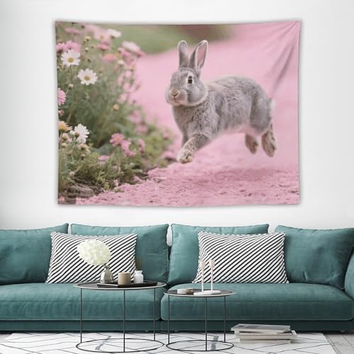 Tapisserie murale bohème lapin cadeau idéal pour décoration de chambre ado