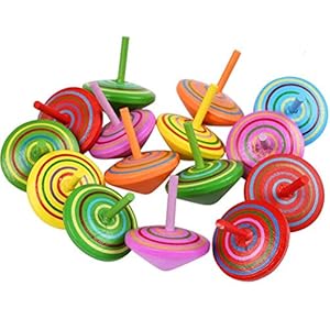 YANSHON 15 Stück Kreisel aus Holz, Bunte Holzkreisel, Spielzeugkreisel Kinder, Kindergeburtstag Gastgeschenke, Farbmischung