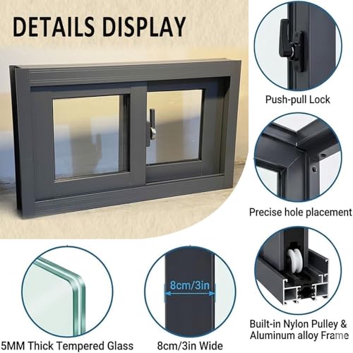 Ventana de vidrio de doble panel de 55x50 cm resistente a la intemperie 7