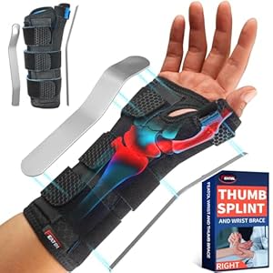 FEATOL Wrist Brace With Thumb Support for Dequervains Tendonitis-Thumb Brace for Carpal Tunnel, Tendonitis, Arthritis Pain Relief-Thumb Spica Splint for Night-Right Hand Small/Medium-for Men and Women