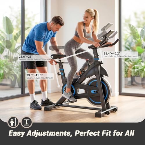 Image of OLIXIS Exercise Bike with APP Control, Brake Pad Stationary Bikes with Quiet Magnetic Resistance, Indoor Cycling Spin Workout Bike with 300.0 lbs Weight Capacity,Orange /Red /Blue