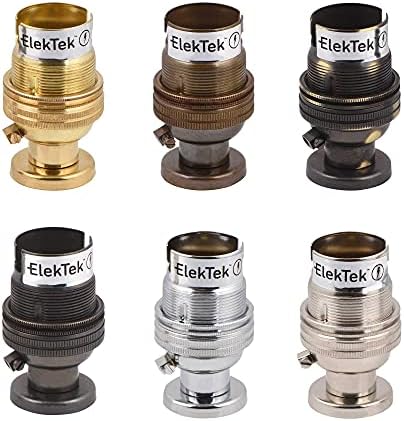 ElekTek Lamp Holder Unswitched Bayonet Cap B22 with Back Plate Cover and Screws Brass
