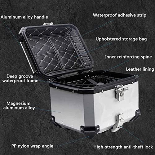 Baúl de aluminio para motocicleta impermeable contra robos en ruta 3