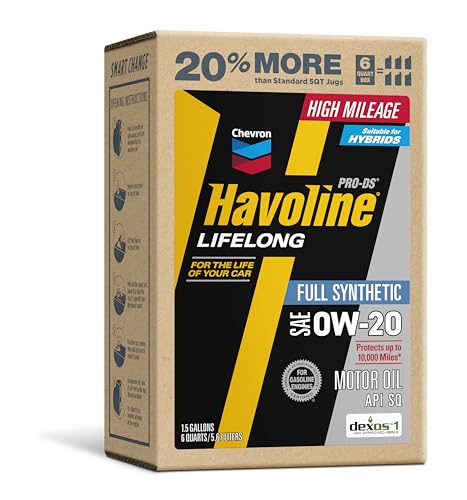 Image of Havoline Motor Oil 0w20 PRO-DS Lifelong Full Synthetic Smart Change Engine Oil, 0W-20, 6 Quarts, Pack of 1