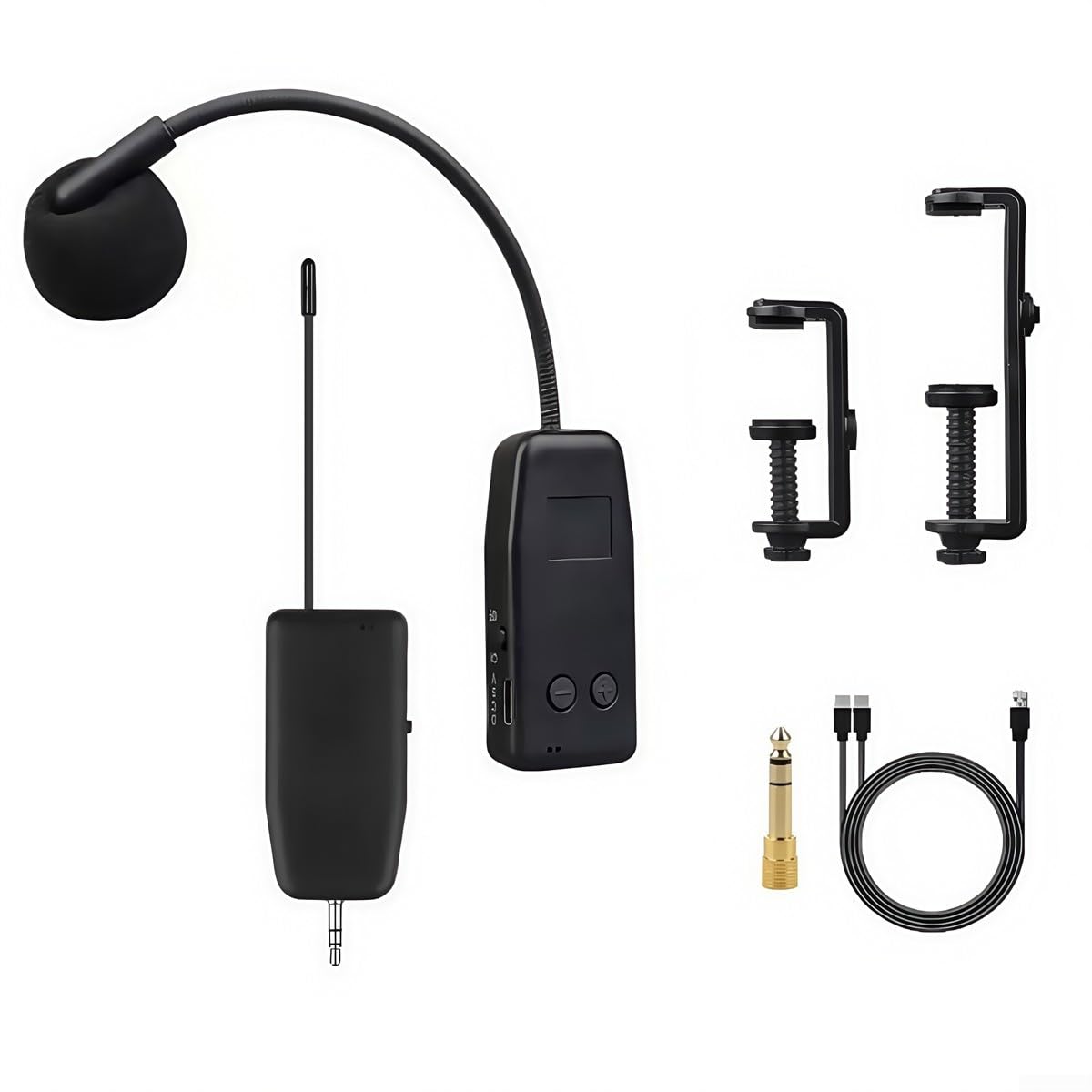 Système de microphone sans fil 2,4 G avec émetteur et récepteur pour violon, alto et violoncelle, noir