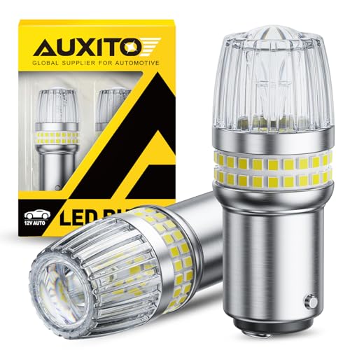 Image of AUXITO 1157 LED Bulb White Reverse Lights, 700% Brighter 2057 2357 7528 BAY15D LED Bulbs with Projector for Backup Parking Tail Brake Signal Marker Daytime Running Light, Pack of 2