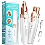 VG VOGCREST Eyebrow Facial Trimmer: 2 in1 Rechargeable Facial Hair Removal and Eyebrow Shaver - Face Lips Body Painless Facial Razor with Built-in LED Light (White)