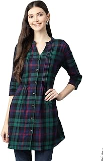 Bazar Women's Plaid Check Print Tunic (OFTNT-012) Price In India