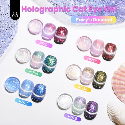 Image of Beetles Cat Eye Gel Nail Polish Set, 6 Colors Chameleon Cat Eye with Magnet