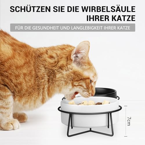 MOCOBO Hundenapf Katzennapf, Fressnapf für Mittelgroße Hunde, Doppel Napf mit Ständer, Schwarz-weiße Schüssel - 2 × 400 ML – Bild 5