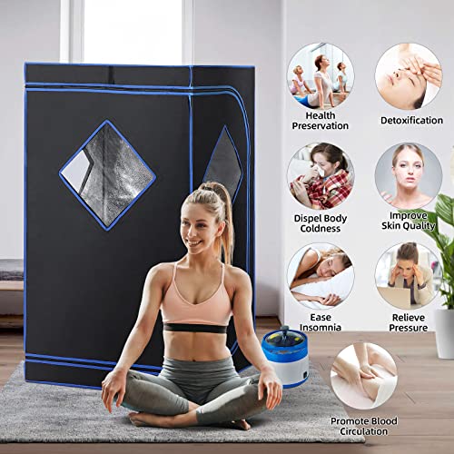 ZONEMEL Full Size Portable Steam Sauna Kit, Personal Full Body Home Spa for Detox, Relaxation, 4 Liters 1500 Watt Steamer, Remote Control, Timer, Foldable Chair (L31.5 x W31.5 x H55.1, 3 Windows) - Image 5