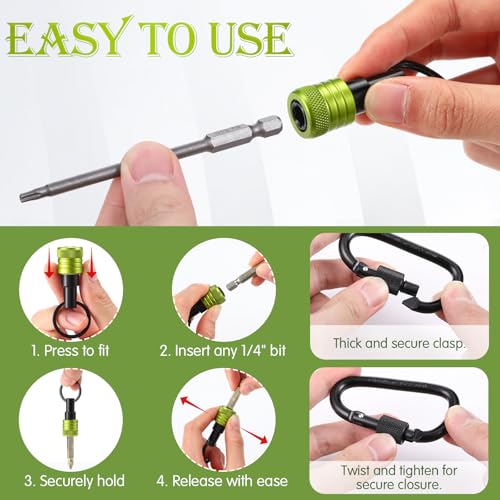 Image of Threlaco 24 Pcs Bit Holder Keychain, 1 /4 3 /8 1 /2 Socket Hex ShankMulticolor