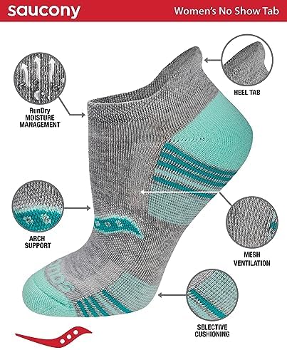 Saucony Women's Multipack Performance Heel Tab Athletic Socks
