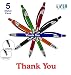 "Thank You" Greeting Gift Stylus Pens For TouchScreen Devices - 2 in 1 Multifunction Pen - Compatible With Tablets, iPads, iPhones 5 pack