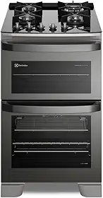 Fogão 4 bocas Electrolux Preto Expert com Duplo Forno, Função Air fryer e Mesa de Vidro (FE4AD) 220V
